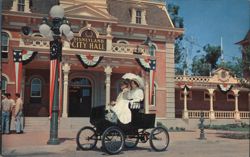 Disneyland City Hall, Gay Nineties Couple in Horseless Carriage Postcard