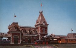 Entrance to Disneyland, Santa Fe Railroad with Mickey Mouse Emblem Anaheim, CA Postcard Postcard Postcard