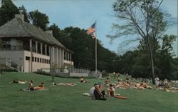 Administration Building and Bathhouse, Long Point on Lake Chautauqua Postcard