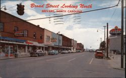 Broad Street Looking North, Brevard, NC Postcard