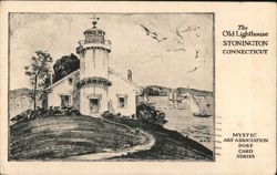 The Old Lighthouse, Stonington, Connecticut Postcard