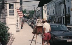 Artist Painting on Stonington Street Postcard