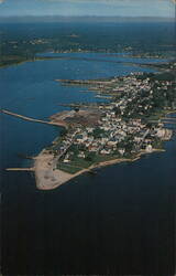 Aerial View of Stonington Village and Harbor, Connecticut B.L. Gordon Postcard Postcard Postcard