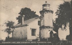 Stonington Light, Now Historical House, Stonington, CT Postcard