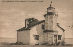 Old Stonington Light, Now Home of Historical Society Connecticut Postcard Postcard Postcard