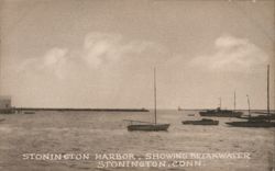 Stonington Harbor, Showing Breakwater Connecticut Postcard Postcard Postcard