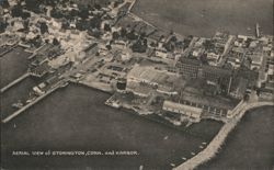 Aerial View of Stonington, CT and Harbor Connecticut Postcard Postcard Postcard