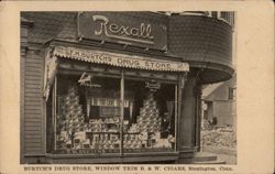 Burtich's Drug Store, Window Trim, Rexall Products Stonington, CT Advertising Postcard Postcard Postcard