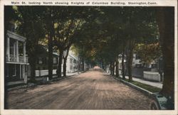 Main St. Looking North showing Knights of Columbus Building, Stonington Connecticut Postcard Postcard Postcard