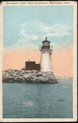 Stonington Light, West Breakwater, Stonington, Conn. Connecticut Postcard Postcard Postcard