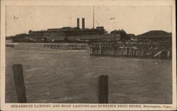 Steamboat Landing and Boat Landing near Burch's Drug Store, Stonington Connecticut Postcard Postcard Postcard