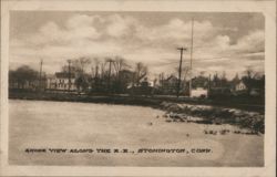 Shore View Along the Railroad, Stonington, CT Connecticut Postcard Postcard Postcard