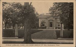 Public Library, Park, Bomb Shells of 1814, Stonington Connecticut Postcard Postcard Postcard