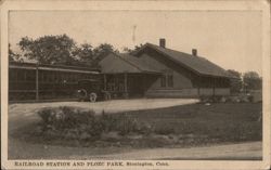 Railroad Station and Plozu Park, Stonington Connecticut Postcard Postcard Postcard