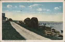 The Boulder at Lord's Point, Conn. Stonington, CT Postcard Postcard Postcard