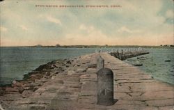 Stonington Breakwater, Stonington, Connecticut Postcard