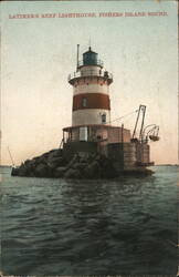 Latimer's Reef Lighthouse, Fishers Island Sound Lighthouses Postcard Postcard Postcard