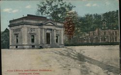 Free Library and Palmer Residence, Stonington, CT Connecticut Postcard Postcard Postcard