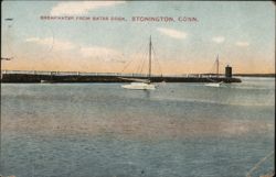 Breakwater from Gates Dock, Stonington, CT Connecticut Postcard Postcard Postcard