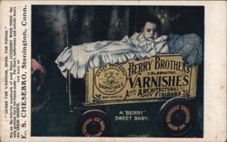 Berry Brothers Varnishes - Baby in a Berry Crate Stonington, CT Advertising Postcard Postcard Postcard