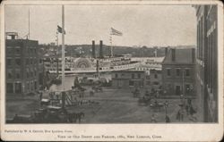 View of Old Depot and Parade, 1880, New London Postcard