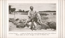 A Fair Catch...Guest Fishing at Shore Inn Postcard