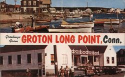 Groton Long Point, Conn. Boats, Beach & Restaurant Postcard