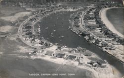 Lagoon, Groton Long Point, CT Aerial View Postcard