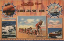 Beach Scenes, Crescent Beach, Groton Long Point Postcard