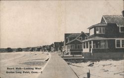 Board Walk - Looking West, Groton Long Point Postcard