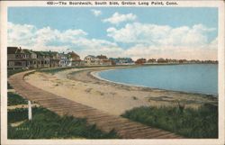 The Boardwalk, South Side, Groton Long Point, Conn. Postcard