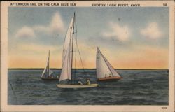 Afternoon Sail on the Calm Blue Sea, Groton Long Point Postcard