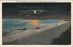 Moonlight on the Beach, Groton Long Point Connecticut Postcard Postcard Postcard