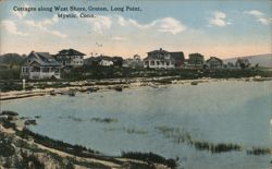 Cottages along West Shore, Groton Long Point Postcard