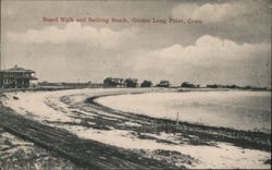 Board Walk and Bathing Beach, Groton Long Point, CT Postcard