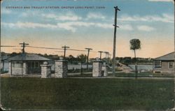 Entrance and Trolley Station, Groton Long Point, CT Postcard