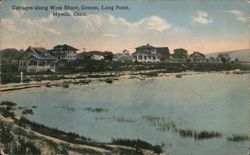 Cottages along West Shore, Groton Long Point, Mystic, Conn. Postcard