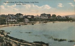 Cottages along West Shore, Groton Long Point, Mystic, Conn Postcard