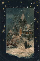 A Merry Christmas to You - Church in Snow Postcard