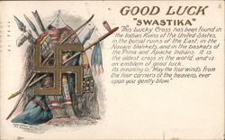 Good Luck Swastika Native American Postcard