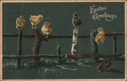 Easter Chicks on a Fence Postcard