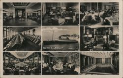 SS Bremen Interiors and Ship Postcard