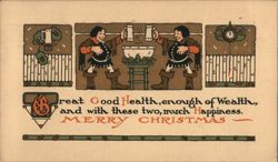 Christmas Illustration - Great Good Health, Enough Wealth Postcard