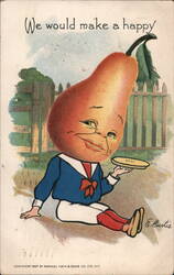 Anthropomorphic Pear with Pie Postcard