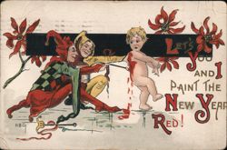 Lets You and I Paint the New Year Red Postcard