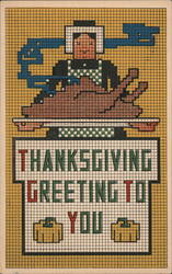 Thanksgiving Greeting Needlepoint Style Postcard