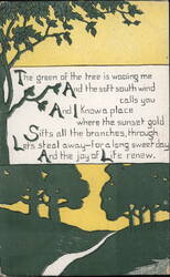 Wooded Path with Poem Postcard