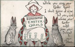 Easter Carol Singer with Bunnies Postcard