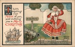 Waiting for News, Ye Batterie, Christmas Greetings Postcard