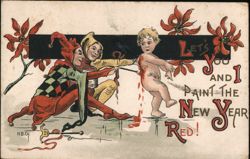 Lets You and I Paint the New Year Red! Postcard